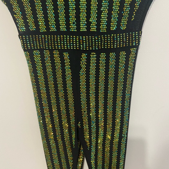 Rust of your tongue bedazzled jumpsuit black and green size Medium Brand NWT - Picture 13 of 17
